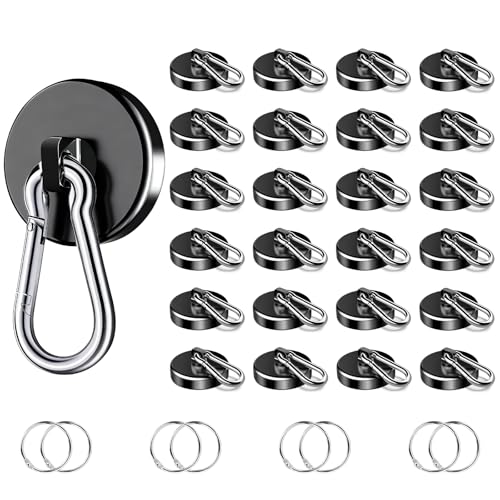200Lbs Magnetic Carabiner Hooks, 24 Pack Black Strong Magnetic Hooks - style: 200lb-24P