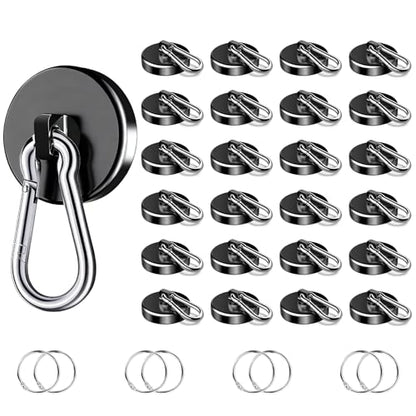 200Lbs Magnetic Carabiner Hooks, 24 Pack Black Strong Magnetic Hooks - style: 200lb-24P