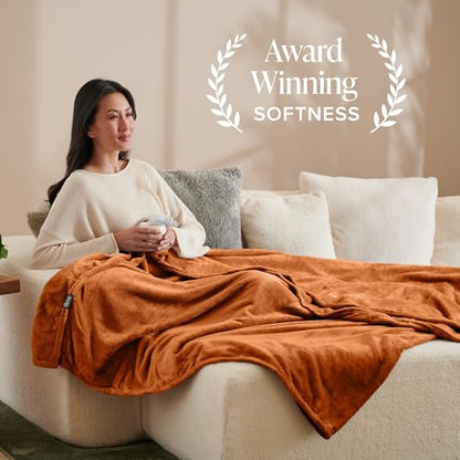 Bare Home Fleece Blanket Luxury Microplush (Full/Queen, Sienna) - color: 22 - Sienna, size: Full/Queen