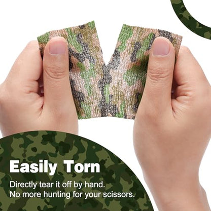 AZEN 12 Pack Camo Self Adhesive Bandage Wrap, 3" X 5 Yards Elastic Cohesive Bandage Wrap, Athletic Tape, Tattoo Tape Wrap, Vet Wrap, Ankle Tape (Camo) - color: Camo, size: 3IN - 12Pack