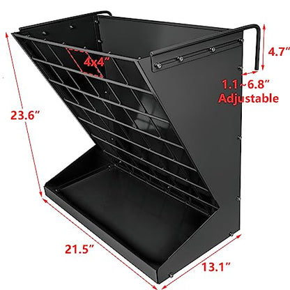 Wall Mount Hay Rack, Heavy-Duty Galvanized Metal 2 in 1 Hay and Grain Feeder, Livestock Feeder with Adjustable Distance, Hay Feeder for Goats, Sheep, Horse - color: Black