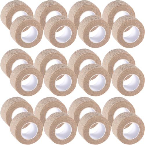 IndigoCase 24 Pack Self Adhesive Bandage Wrap 1 Inch x 5 yd Elastic Tape - color: Skin, size: 1 Inch - 24 Pack