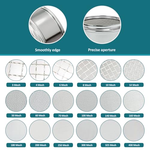 Full 304 Stainless Steel Mesh Sieve Screen, LVDALAB 50 Mesh (0.355mm) Aperture, 2.4inch(6CM) Dia Standard Sample Analysis Test Sieves Sifters Strainer for Industrial Laboratory Homes - size: 50 Mesh(0.355mm)/Ф2.4in(6CM)