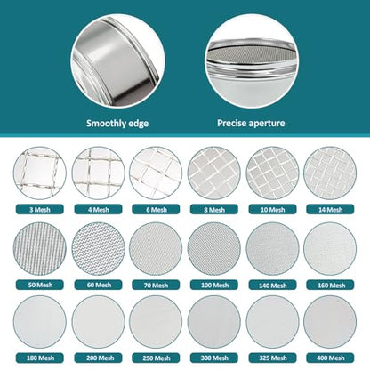 Full 304 Stainless Steel Mesh Sieve Screen, LVDALAB 50 Mesh (0.355mm) Aperture, 2.4inch(6CM) Dia Standard Sample Analysis Test Sieves Sifters Strainer for Industrial Laboratory Homes - size: 50 Mesh(0.355mm)/Ф2.4in(6CM)