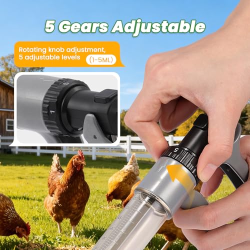 NEWTRY 50ML Continuous Livestock Syringe Adjustable Poultry with 10 Needles - size: 50ML