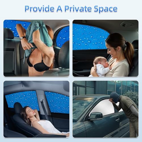 Aokway Magnetic Side Window Sun Shade -100% Block Light Car Window Shades - Car Privacy Curtains Universal Fit for Baby Naps, and Camping with UV Protection (Blue, Rear 2pcs) - color: blue, size: Rear Side 2Pcs
