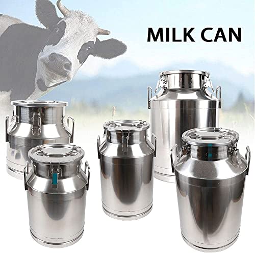 20L Stainless Steel Milk Can Wine Milk Bucket Wine Pail Bucket Milk Can Tote Jug with Sealed Lid Heavy Duty, with Independent Embedded Silicone Sealed Lid (20L) - size: 20L
