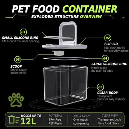 LivLab Mker Pet Food Storage Containers With Lids & Scooper - color: 12KG-White-1