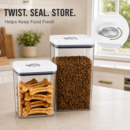 UFORU Dog and Cat Food Storage Containers, 3.1 and 4.4 Qt Airtight 2-Pack | Twist-Lock Lid, Kibble and Pet Treats, BPA-Free Material, Space-Saving Stackable Design, Easy One-Touch Opening - color: 3.1QT+4.4QT