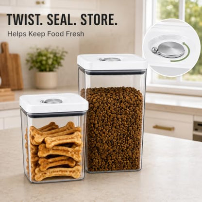 UFORU Dog and Cat Food Storage Containers, 3.1 and 4.4 Qt Airtight 2-Pack | Twist-Lock Lid, Kibble and Pet Treats, BPA-Free Material, Space-Saving Stackable Design, Easy One-Touch Opening - color: 3.1QT+4.4QT