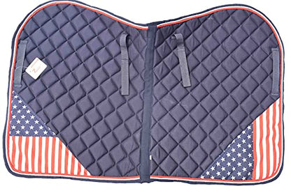 USA Flag Horse Saddle Pad Set with Matching Fly Bonnet – All Purpose English Saddle Pad, Patriotic Horse Gear, 4th of July Equestrian Outfit, Jumping & Training Tack - size: COB