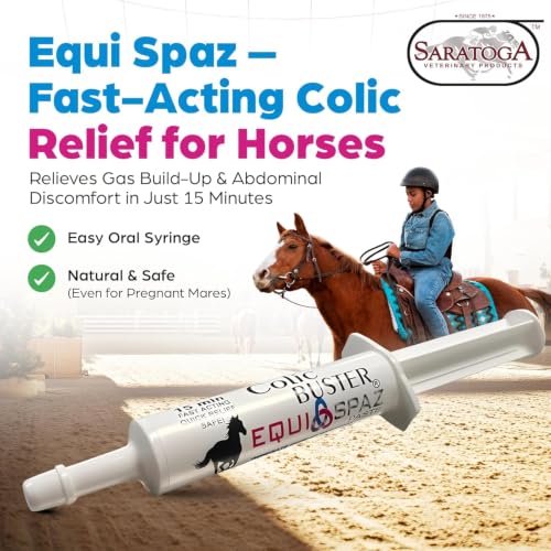 Fast Acting Horse Colic Relief – 15 Minute Natural Gas & Spasmodic Support – Oral Equine Digestive Comfort Syringe – Safe for Pregnant Mares – Essential Barn First Aid