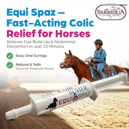 Fast Acting Horse Colic Relief – 15 Minute Natural Gas & Spasmodic Support – Oral Equine Digestive Comfort Syringe – Safe for Pregnant Mares – Essential Barn First Aid