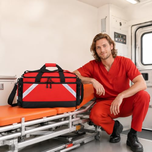 First Aid Bag Empty Medical Bag,Emergency Bag, First Aid Kits Storage Bag for Nursing,Doctors,EMT,EMS,RED - color: Red
