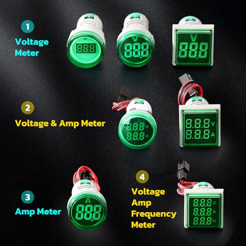 DROK AC Amp Meter 100A, Pack of 3 AC 0-100A Current Tester Digital Larger LED Screen Current Meter Suitable for 110V 220V Green Red Yellow Signal Indicator Light Panel - size: Regular, style: Amp - Circular
