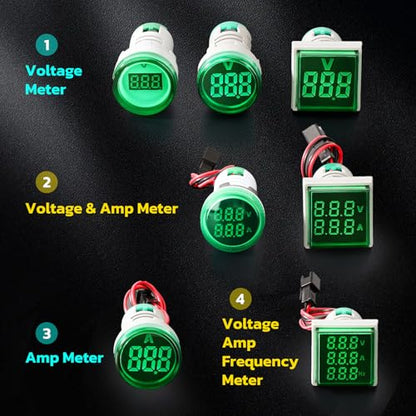 DROK AC Amp Meter 100A, Pack of 3 AC 0-100A Current Tester Digital Larger LED Screen Current Meter Suitable for 110V 220V Green Red Yellow Signal Indicator Light Panel - size: Regular, style: Amp - Circular