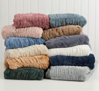 Springtree Home Luxury Micro Plush Throw Blanket | Thick Faux Fur | Beige | Lily Collection | 50" x 60" | Beige Blanket | Ultra Plush - color: Summer Sand, size: 50" x 60" (Medium)