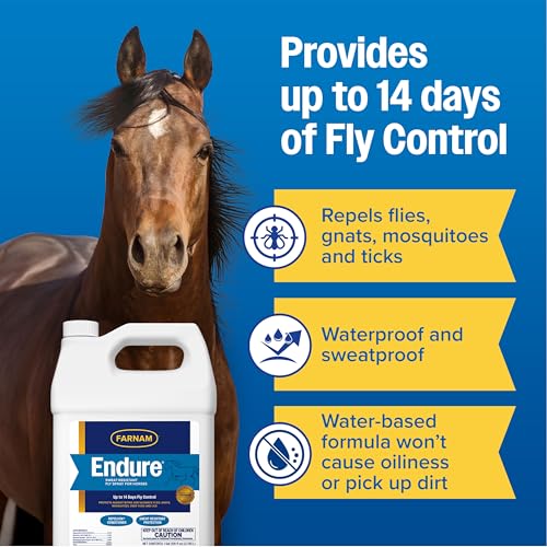 Farnam Endure Fly Spray for Horses, Lasting Fly Repellent, 128 oz Refill - size: 128 oz. Refill