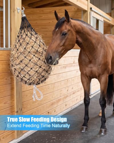 36" Slow Feed Hay Net, 1.2" Mesh Horse Hay Bag with 700 LBS Strap