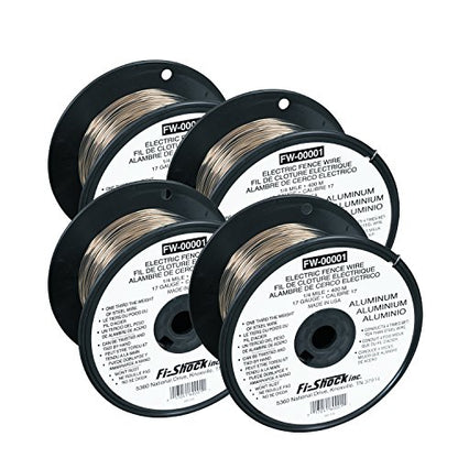 Zareba Fi-Shock 17 Gauge Aluminum Wire for Electric Fencing - 1/4 Mile Spool - FW-00001T - Highly Conductive Aluminum Wire for Electric Fences - Rust Proof & Lightweight - 4 Pack - size: 4 Pack