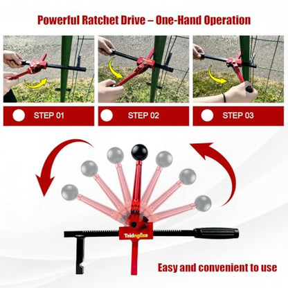 Fence Stretcher Tool - 9" Ratchet, Alloy Steel, One-Person Use