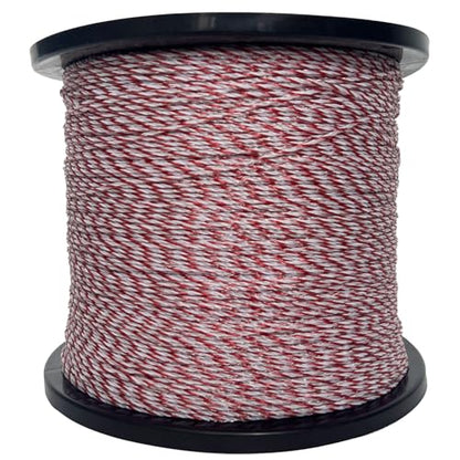 Upgraded Electric Fence Polywire,Fence Rope 6 Stainless Steel Strands for Reliable Conductivity and Rust Resistance UV Rust Resistant, 5050 Feet/1540 Meters,Red and White Color