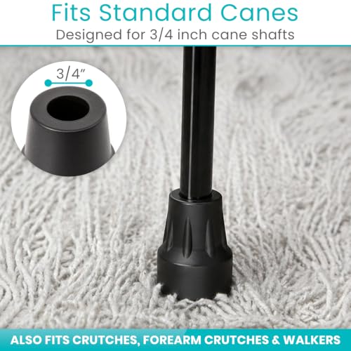 Vive Cane Tips (Set of 2) - Heavy Duty 3/4 inch Replacement Rubber Foot - style: 3/4 inch (2 pack)