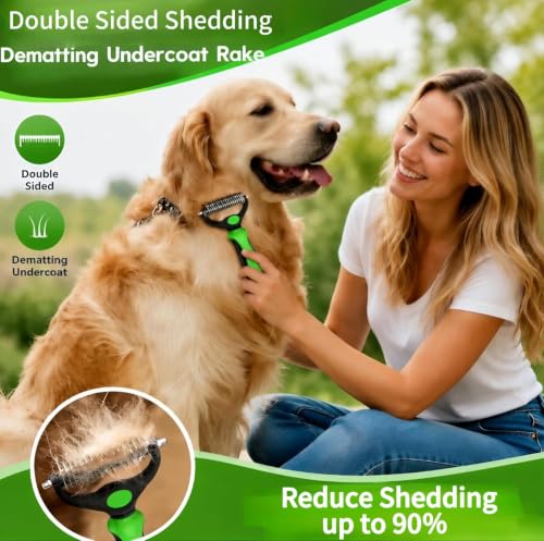 Dog Brush for Shedding,Deshedding Slicker Undercoat Rake Brush for Dog,6PCS - color: Green-6