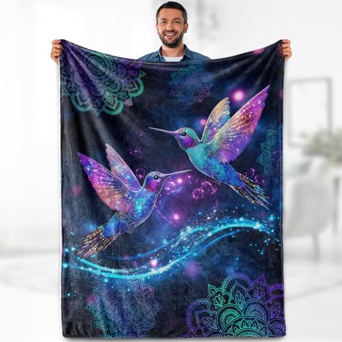 Aimego Hummingbird Gifts Blanket for Women Girls Adults Mom Print Throw Floral Bird Colorful Flowers Bedroom Living Room Decor Birthday Mother's Day Soft Cozy Throw Lightweight Blanket 50"x60" - color: Hummingbird 13, size: 50"x60"