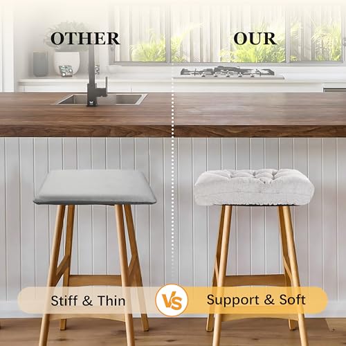 Rectangular Stool Cushion Set of 2, Soft Saddle Stool Cushions with Ties, Nonslip and Washable, Grey, 18 x 10.5 x 4 Inch - color: Grey, size: Pack of 2