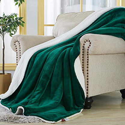 SOCHOW Sherpa Fleece Throw Blanket, Green, 60x80 inches - color: Green, size: 60"×80"