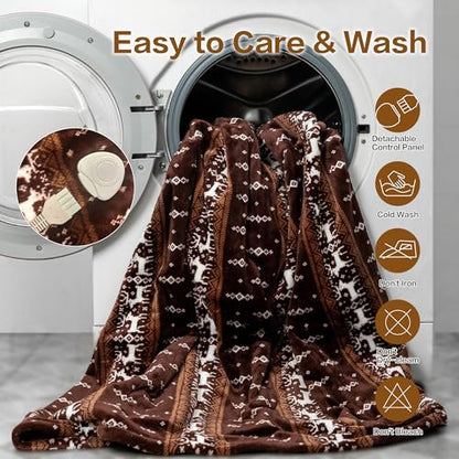 Tefici Electric Heated Blanket, Super Cozy 2-Layer Flannel Heated Throw - color: Light Moose Pattern, size: Throw(50"x60")