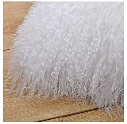 100% Real Mongolian Lamb Fur Cushion Cover/Pillowcase (26x26inch, White) - color: White, size: 26" x 26" (Pack of 1)