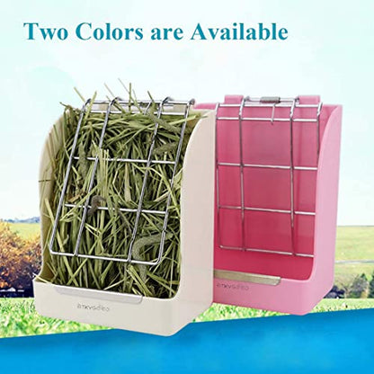 Rabbit Hay Feeder, Large Capacity Bunny Hay Rack for Rabbits, Guinea Pigs, Chinchillas, Small Animals, Hay Dispenser - color: White