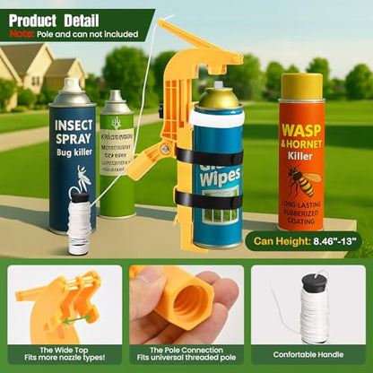 NEWFLY Spray Can Extension Pole Adaptor, Adjustable Sprayer Bracket Adaptor - color: Yellow
