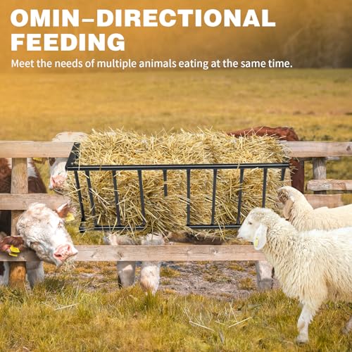 Hay Feeder, 40.5" x 9.5" x 15.7", Heavy-Duty Steel Goat, Sheep & Horse Hay Rack, Wall Mounted Holder