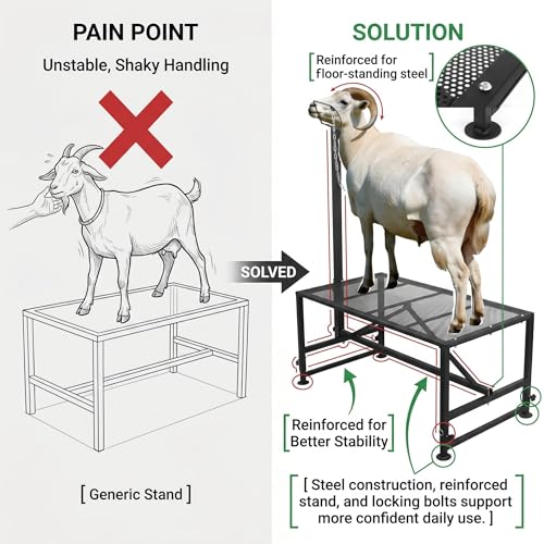 Farm Adjustable Sheep Goat Fitting Stand 47" x 23" Heavy Duty Steel Livestock Care Table for Shearing Trimming Milking
