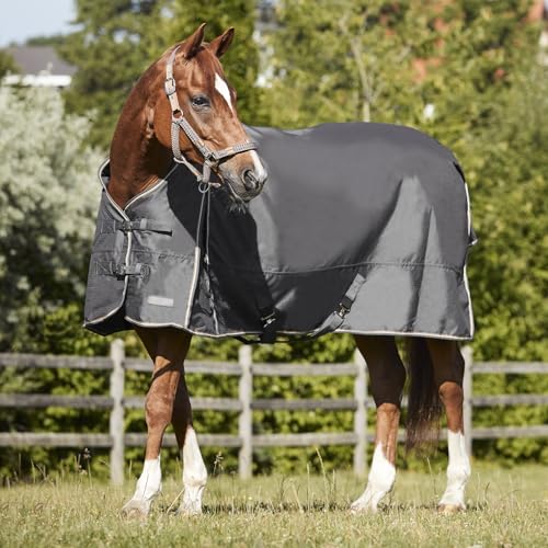 Horze Glasgow Heavy Weight Waterproof Winter Turnout Horse Blanket (350g Fill) - Blackened Pearl - 75 in