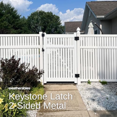 Weatherables Keystone 2-Sided Key-Lockable Gate Latch – Zinc Diecast Metal Heavy Duty Gate Latch with Self-Latching Gate Lock, Made for Easy Installation on Metal, Wood & Vinyl Fences, Keyed Alike - style: 2-Sided Metal
