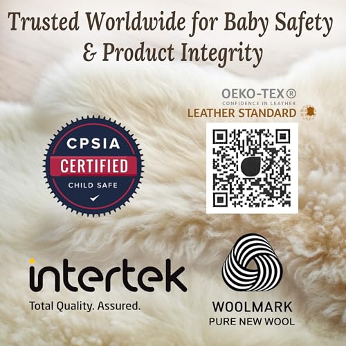 New Zealand Lambskin Baby Rug, Unshorn Sheepskin, Large 2x3 ft, Oeko-Tex - size: 2' x 2'11" (Natural Shape)
