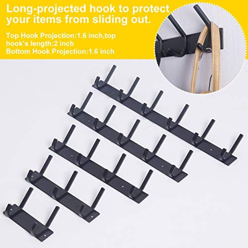 WEBI Coat Rack Wall Mounted,2 Coat Hooks for Hanging Coats,Hook Rack Hook Rail Coat Hanger Wall Coat Rack with Hooks for Clothes,Jacket,Black - size: 2 Hooks
