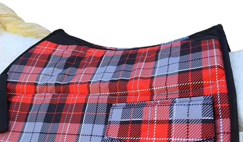 Horse English All-Purpose Neoprene Shock Absorbing Plaid Saddle Pad 72TS29 - color: Red Plaid