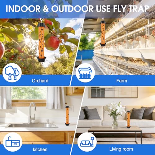 4pk Fly Trap Fly Stick Fly Strips Hanging Indoor & Outdoor - size: 4 pack