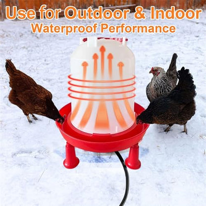 Heated Chicken Waterer for Winter, Automatic Thermostatically Controlled Heated 6L Outdoor Hanging Heated Poultry Waterer, Heated Waterer for Chicken Coop, Duck, Goose and Turkey Coops (Red-1pc)