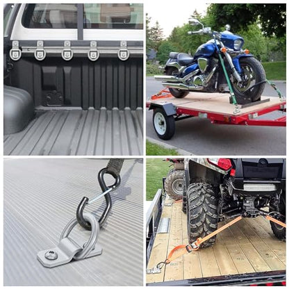 Nilight 6Pcs 3/8” Steel Heavy Duty Truck Tie Down Anchors | 6000 Pound Tie Down Rings Hooks for Trucks Trailers Boats RV Campers Vans Kayaks Motorcycles Deliveries ATVs,Sliver - color: 3/8" 6Pcs Sliver