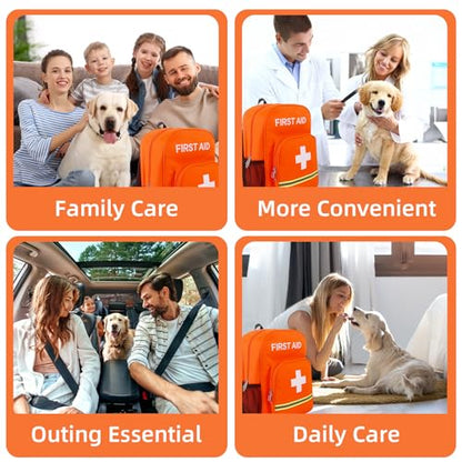 First Aid Backpack Empty, Orange Emergency Medical Backpack with Portable Bag for Pet First Aid Kits, Home, Car, Travel, Camping, Emergency Supplies Storage 15.8x11.8x6.3 inch