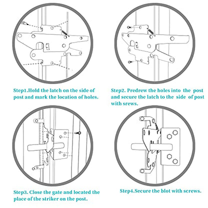 Heavy Duty Gate Latch, Post Mount Automatic Self-Closing Door Latch,for Wooden/Vinyl Fence, Pool,Garden Outdoor, W/Mounting Screws (White) - color: White