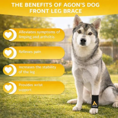 AGON® Pair Dog Canine Front Leg Brace Paw Compression Wraps with Protects Wounds Brace Heals and Prevents Injuries and Sprains Helps with Loss of Stability Caused by Arthritis (XX-Small/X-Small) - size: XX-Small/X-Small