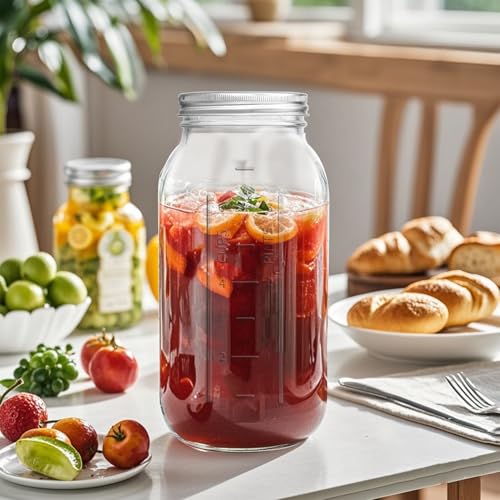 eleganttime 64 oz Mason Jar Wide Mouth 3 Pack,Large Half Gallon Mason Jar with Airtight Lid,Big 1/2 Gallon Big Mason Jars for Canning,Pickling, Fermentation and Preservation - color: 3pcs-64oz