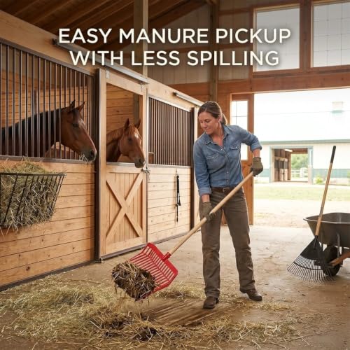 FarmTek DuraFork Manure Fork – 52" Handle, Heavy-Duty Polycarbonate